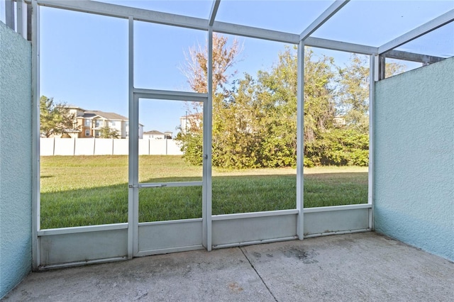 view of unfurnished sunroom