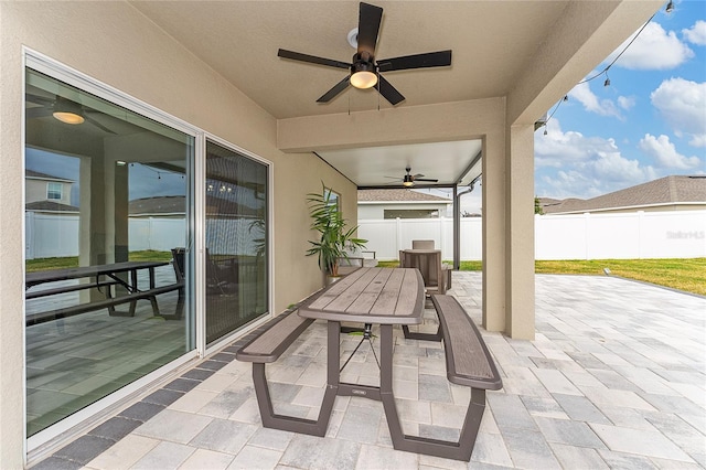 view of patio / terrace with ceiling fan