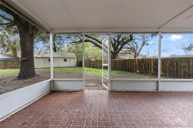 view of unfurnished sunroom