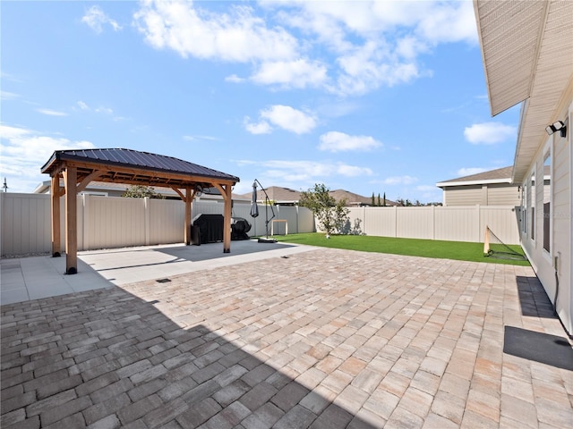 view of patio featuring a gazebo