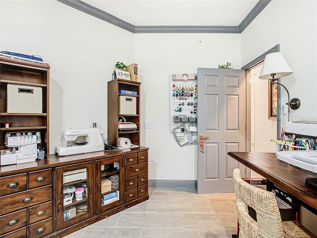 interior space with ornamental molding