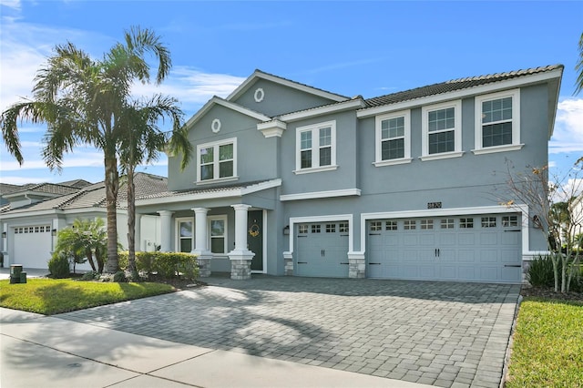 view of front of house with a garage