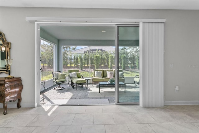 interior space with light tile patterned floors