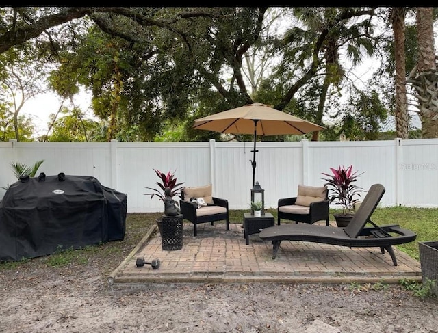 view of patio / terrace with a grill