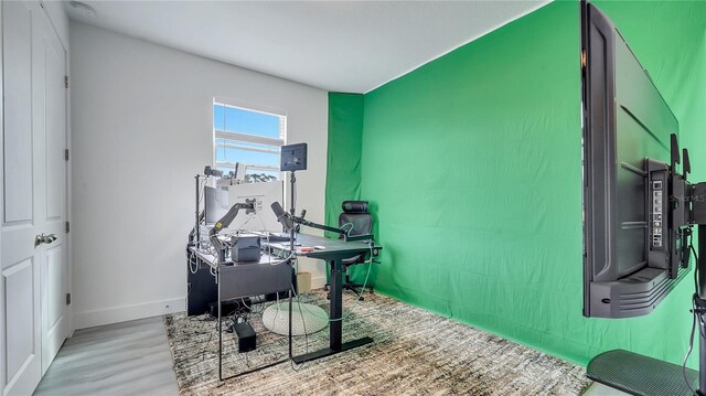 office space featuring light hardwood / wood-style flooring