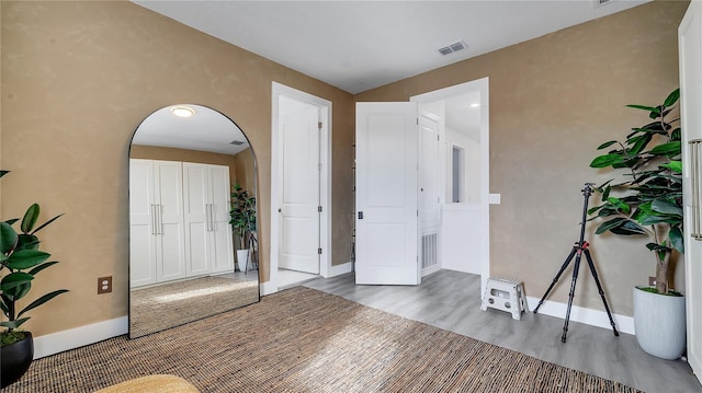 foyer featuring dark wood-type flooring