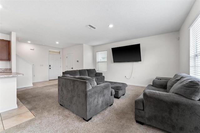 view of tiled living room