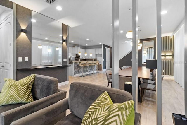 living room featuring light hardwood / wood-style flooring