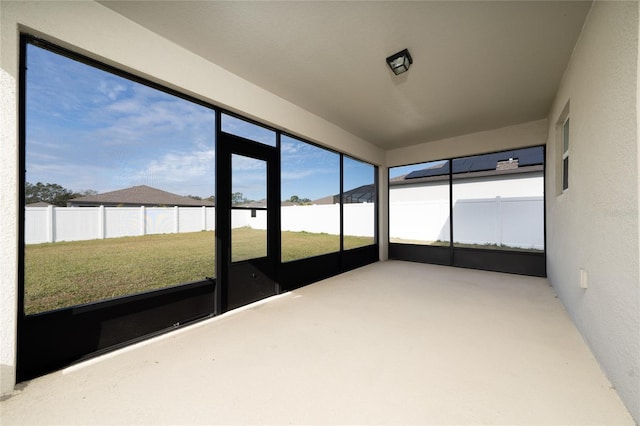 view of unfurnished sunroom