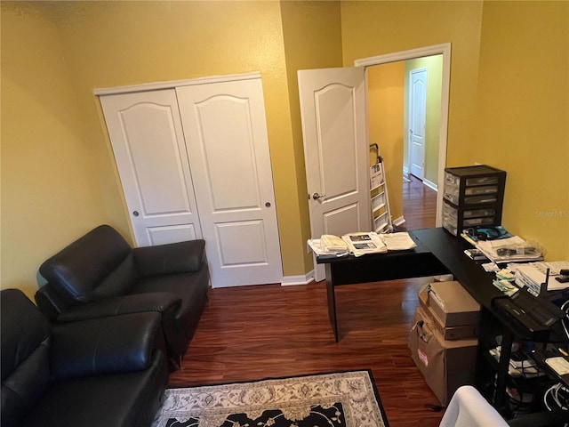 office space featuring dark hardwood / wood-style flooring