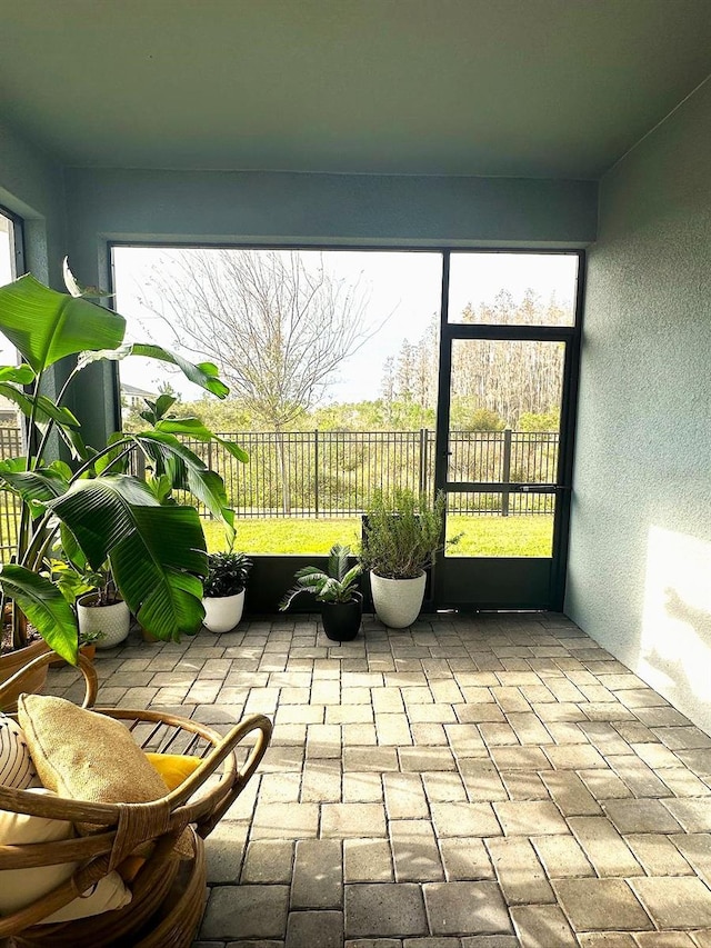 view of unfurnished sunroom