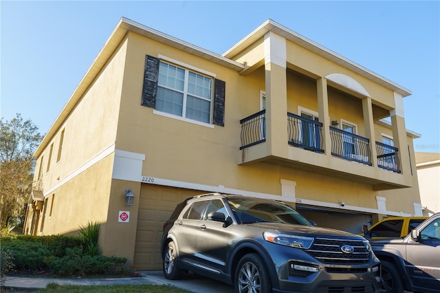 view of property featuring a garage