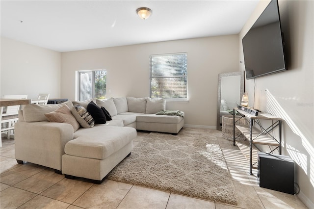 view of tiled living room