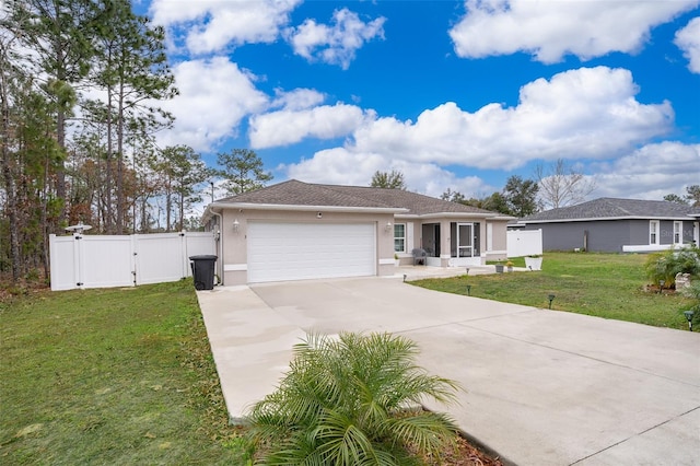 view of front facade featuring a garage and a front yard