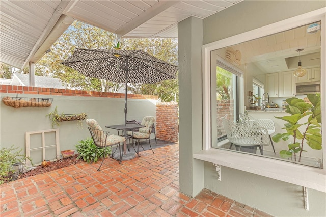 view of patio / terrace with sink