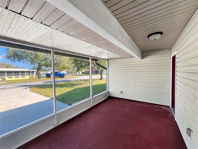 view of unfurnished sunroom