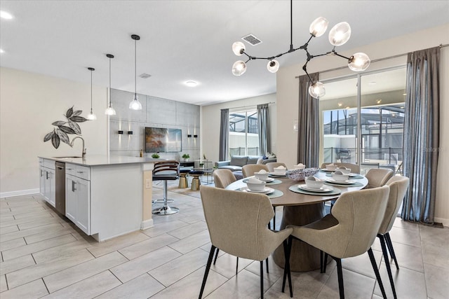 dining area with sink