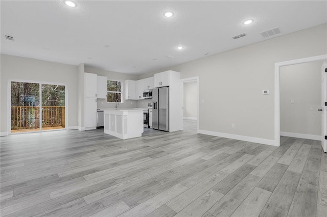 unfurnished living room featuring light hardwood / wood-style floors