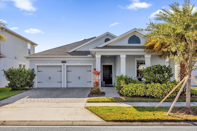 view of front of house with a garage