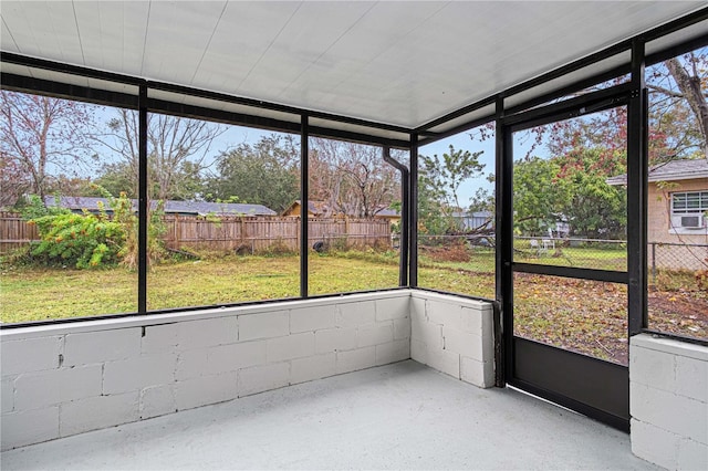 view of unfurnished sunroom