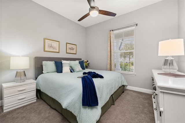 bedroom featuring carpet floors and ceiling fan