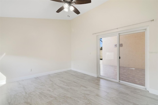 spare room with ceiling fan