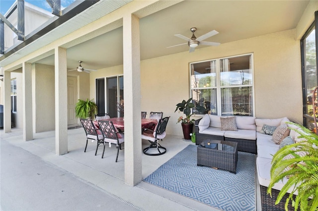 view of patio / terrace with outdoor lounge area and ceiling fan