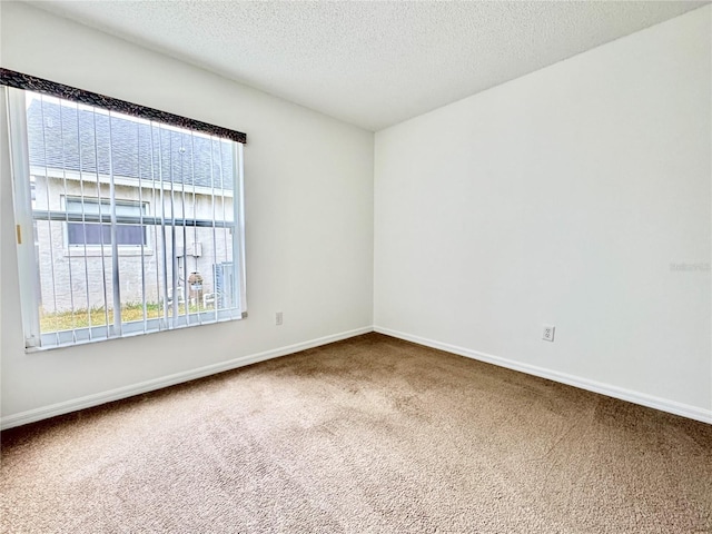 empty room featuring a textured ceiling and carpet floors