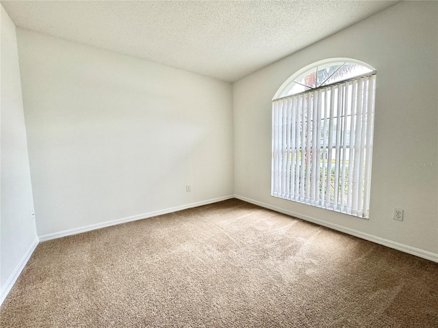 carpeted spare room with a textured ceiling