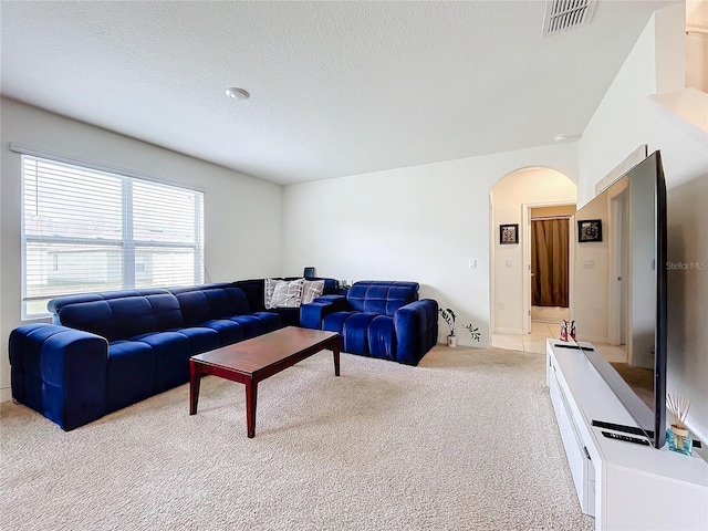 living room with light carpet