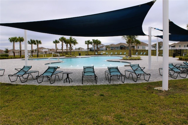 1280 Tupelo Trl, Haines City, FL 33844 - view of pool with a lawn and a patio area