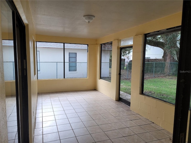 view of unfurnished sunroom