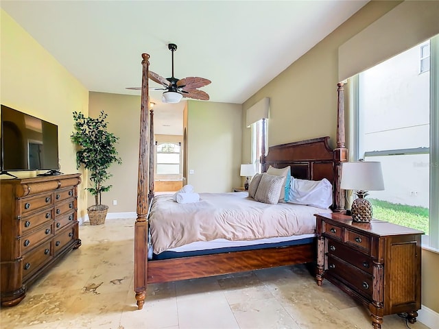 bedroom featuring ceiling fan