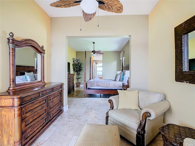 bedroom featuring ceiling fan