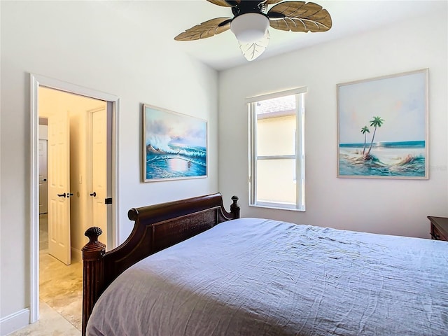 bedroom featuring ceiling fan