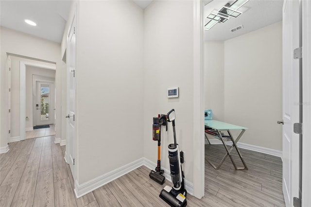 hall featuring light hardwood / wood-style floors