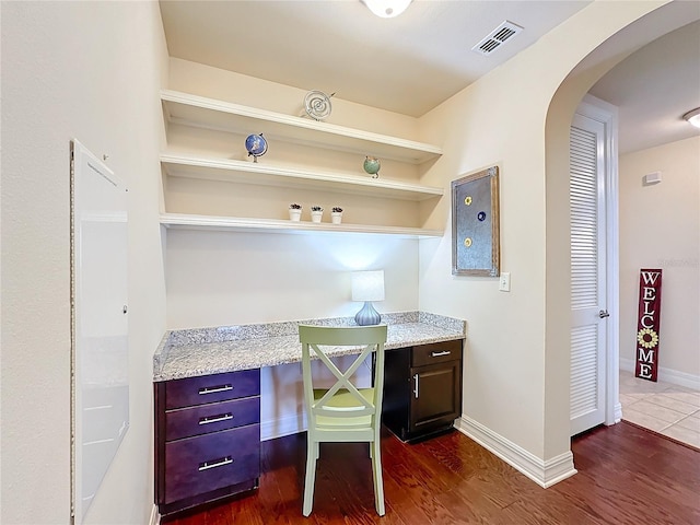 office area featuring dark hardwood / wood-style flooring