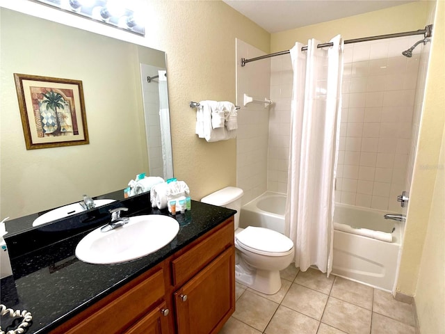 8100 Poinciana Blvd Unit 2703, Orlando, FL 32821 - full bathroom featuring tile patterned flooring, vanity, shower / bathtub combination with curtain, and toilet