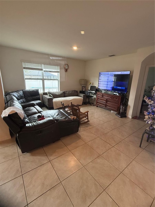 view of tiled living room