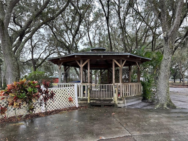 exterior space with a gazebo