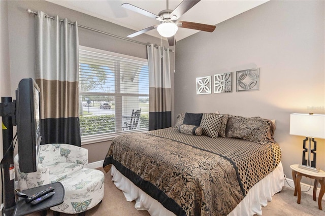 bedroom with carpet floors and ceiling fan