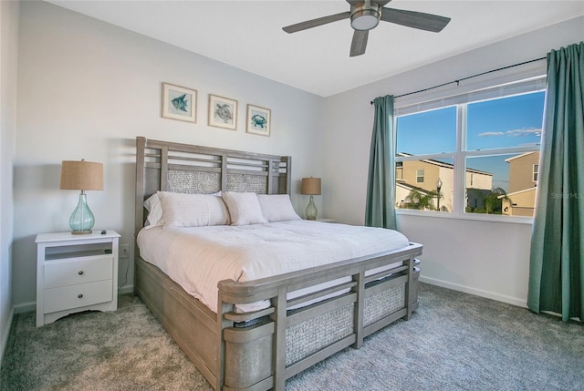 bedroom with carpet floors and ceiling fan