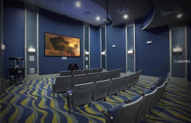 view of carpeted home theater