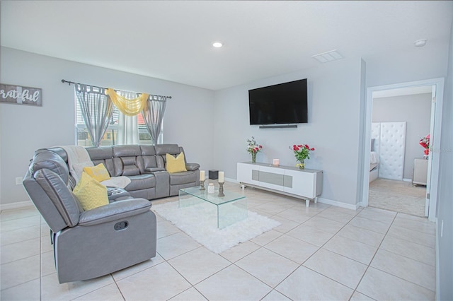 view of tiled living room