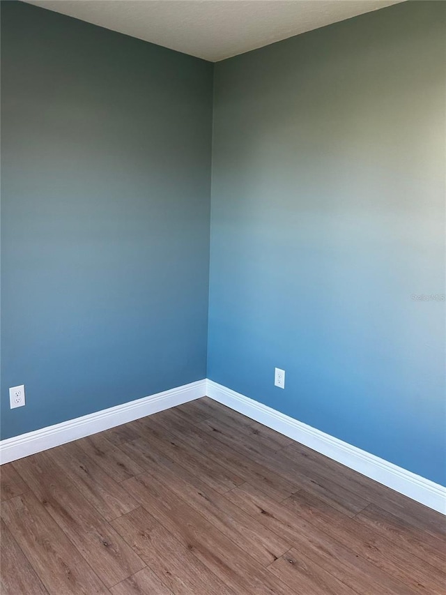 spare room with wood-type flooring