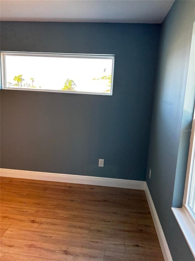 spare room with hardwood / wood-style flooring and a wealth of natural light