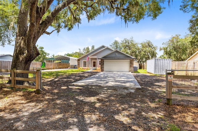 ranch-style home with a garage