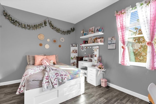 bedroom featuring dark hardwood / wood-style floors