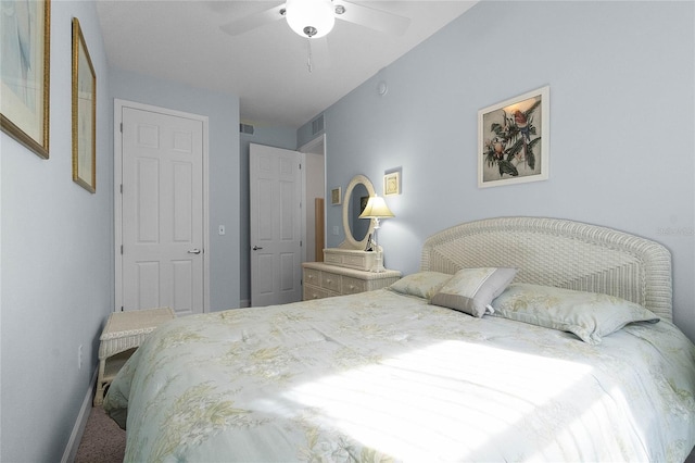 bedroom featuring ceiling fan