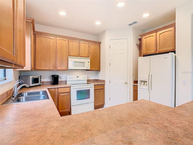 kitchen featuring sink and white appliances